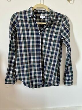 Steven Alan Blue Green Plaid Reverse Seam Shirt